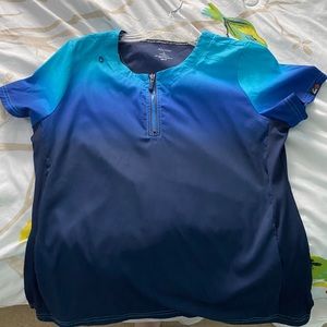 Koi Large blue and teal scrub top women’s